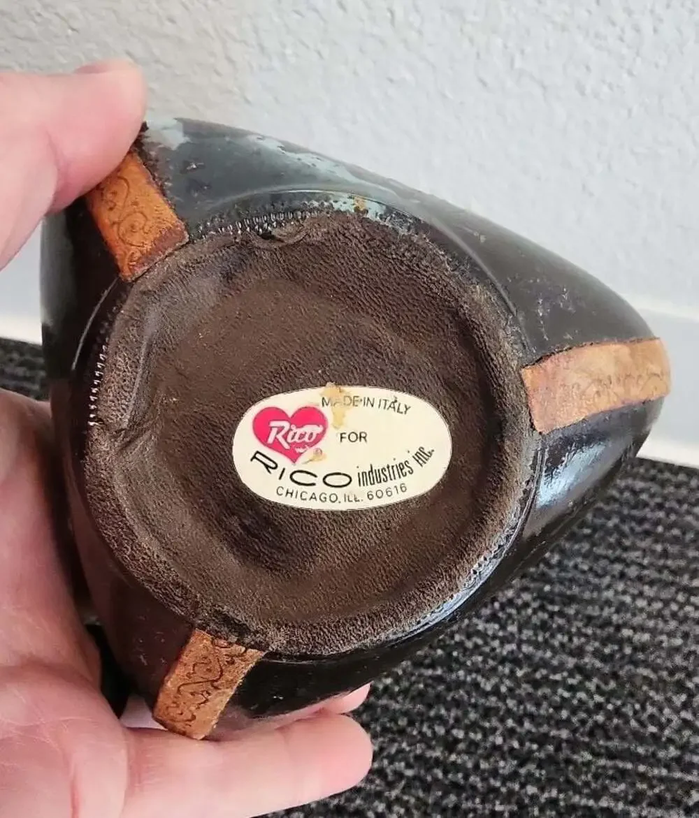 Vintage Italian Leather Wrapped Glass Decanter Made for Rico Industries
